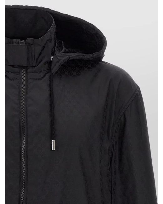 McQueen Black Skull Hooded Jacket Drawstring Hood for men