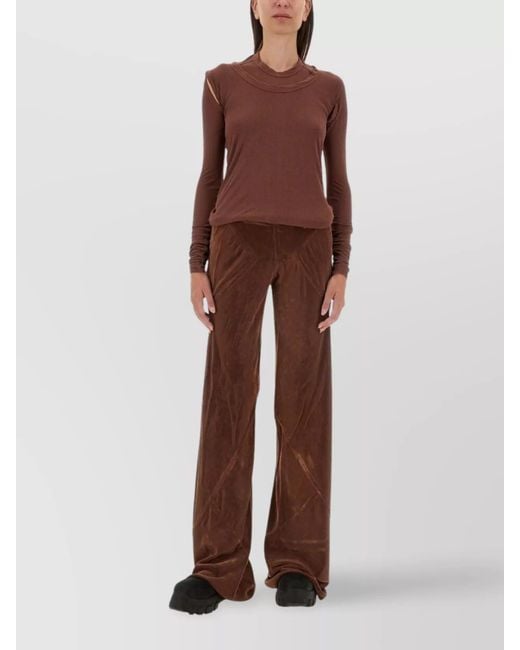 Rick Owens Brown Silk Wide-Leg Trousers