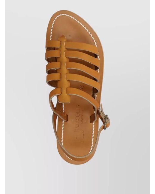 K. Jacques Brown Homere Flat Sling Back Strappy Sandals