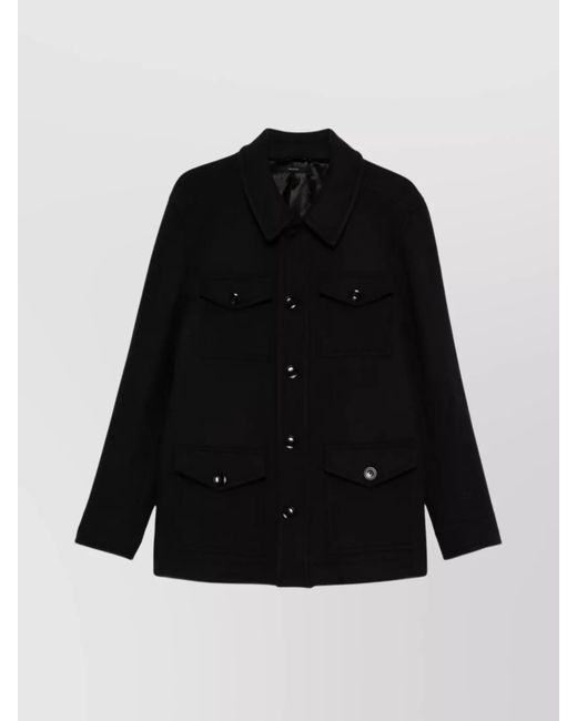Tom Ford Black Four Pocket Collared Twill Jacket for men
