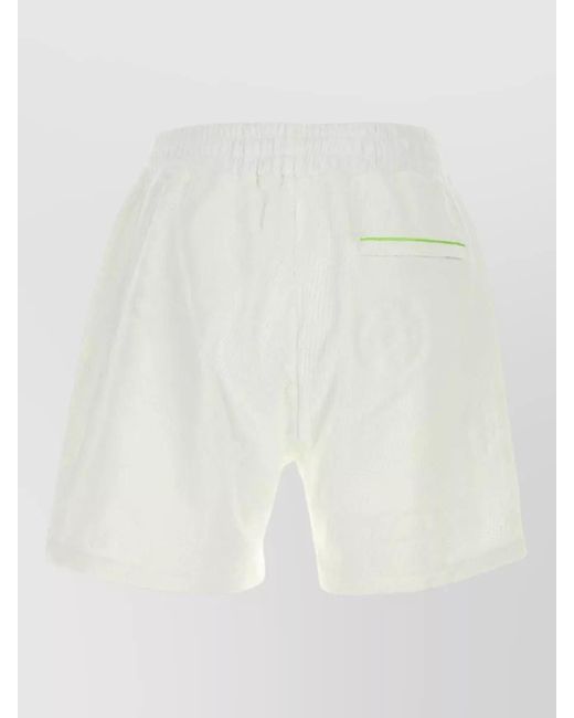 Casablanca White Stretch Cotton Blend Bermuda Shorts Side Stripes for men