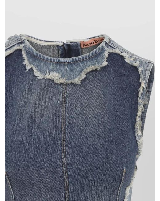 Acne Blue Cotton Sleeveless Mini Dress