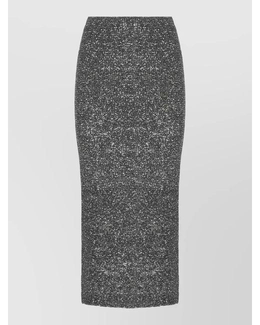 D.exterior Gray Sequin Midi Skirt Elastic Waist Design