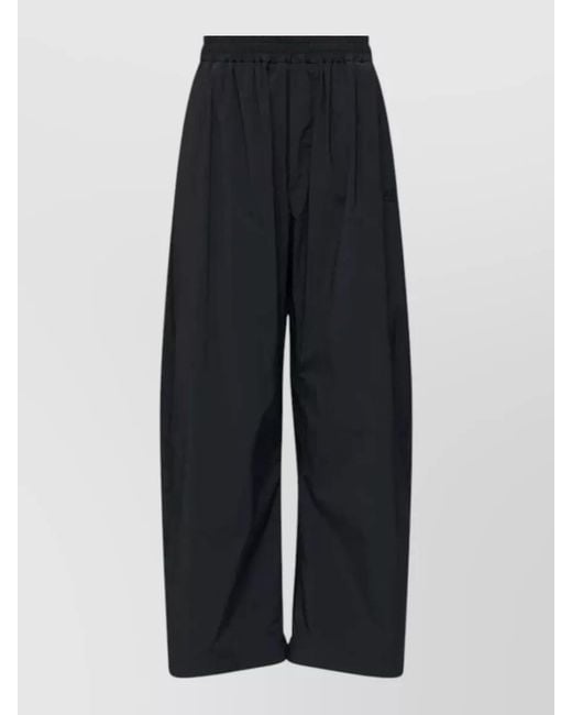 MM6 by Maison Margiela Blue Wide Leg Nylon Trousers Numerical Embroidery
