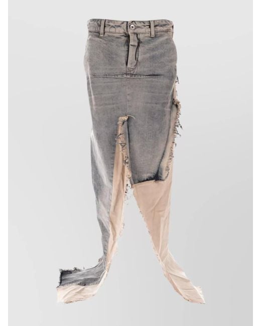 Rick Owens Gray Denim Asymmetric Skirt