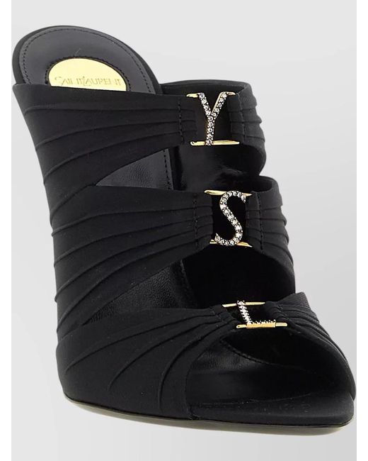 Saint Laurent Black Emilie Mules Open Toe Stiletto Heel