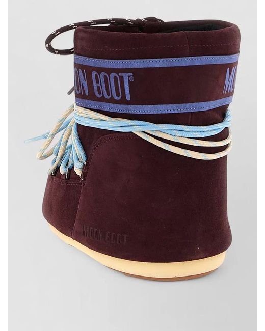 Moon Boot Blue Ankle Boots Flat Sole Round Toe