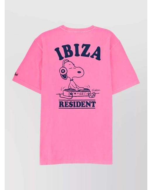 Mc2 Saint Barth Pink Crew Neck T Shirt Graphic Print for men