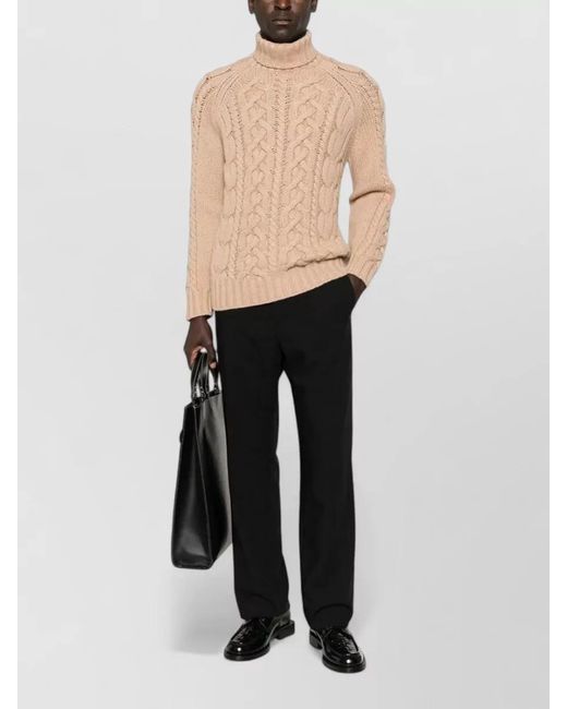Brunello Cucinelli Natural Cable-Knit Roll-Neck Cashmere Jumper for men