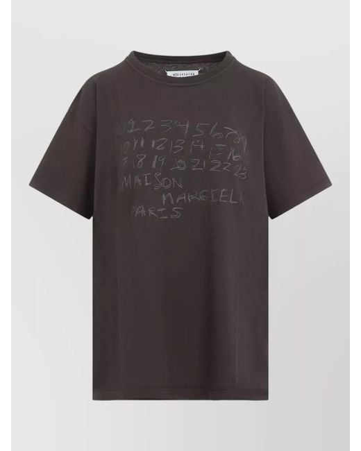 Maison Margiela Black Cotton Oversized Printed T-Shirt