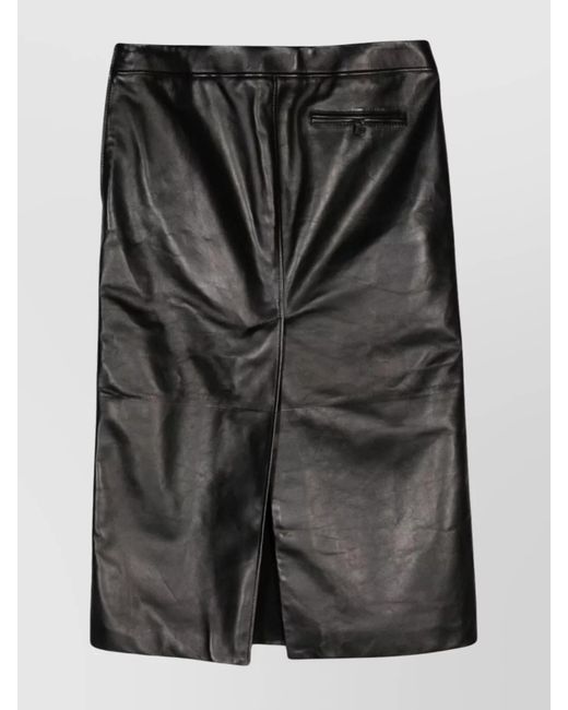 McQueen Black Leather Low-Rise Pencil Skirt