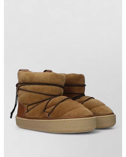 Isabel Marant Brown Suede Leather Quilted Lace-Up Ankle Boots