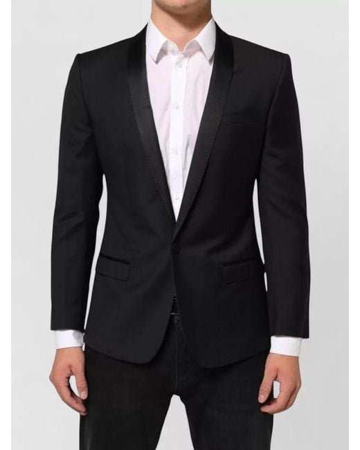 Dolce & Gabbana Black Silk Blend Single-Breasted Suit Jacket for men