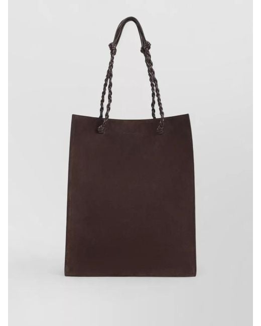 Jil Sander Black Tangle Suede Calf Leather Tote Bag