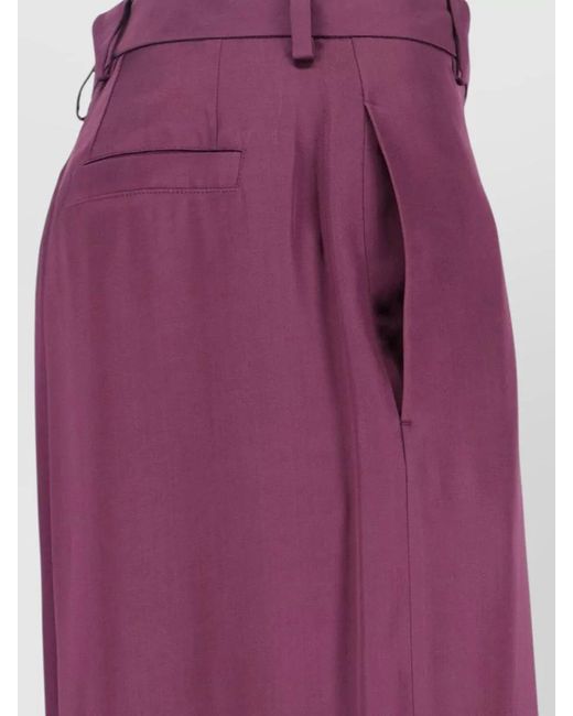 Dries Van Noten Purple Tailored Trousers Belt Loops Side Pockets
