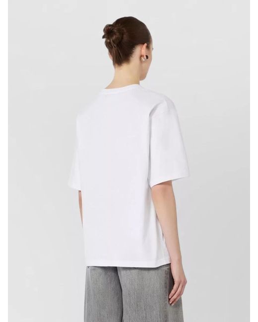 Sportmax White Cotton Printed Regular-Fit Short-Sleeve T-Shirt