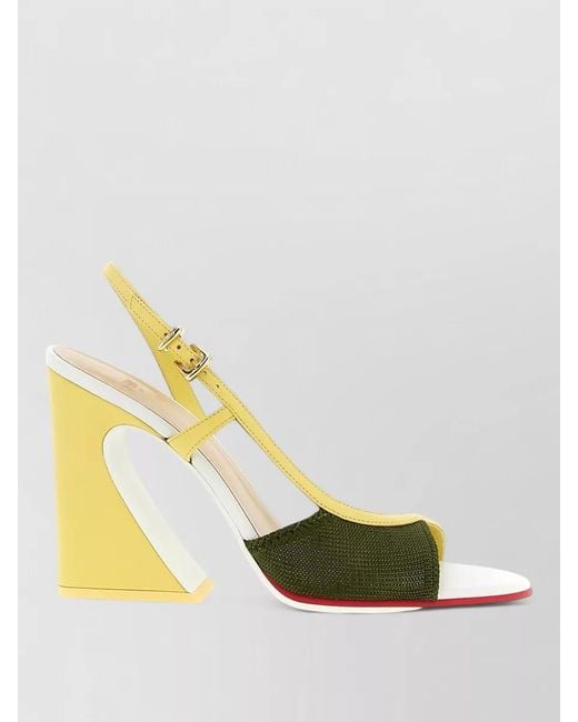 Fendi Metallic Arco Sandals Color Block Design Slingback