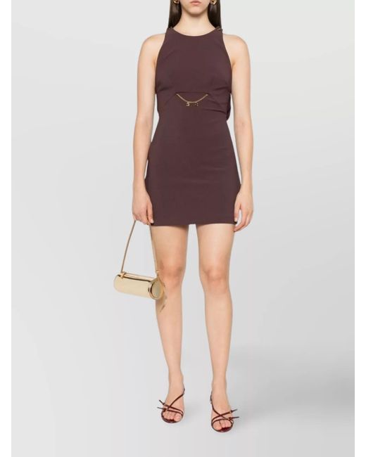 Elisabetta Franchi Purple Sleeveless Chain-Embellished Mini Dress