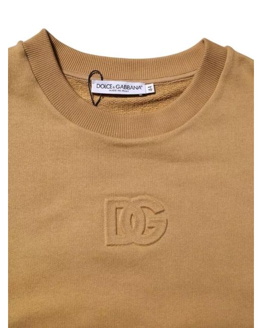 Dolce & Gabbana Natural Cotton Dg Logo Crew Neck Sweater for men