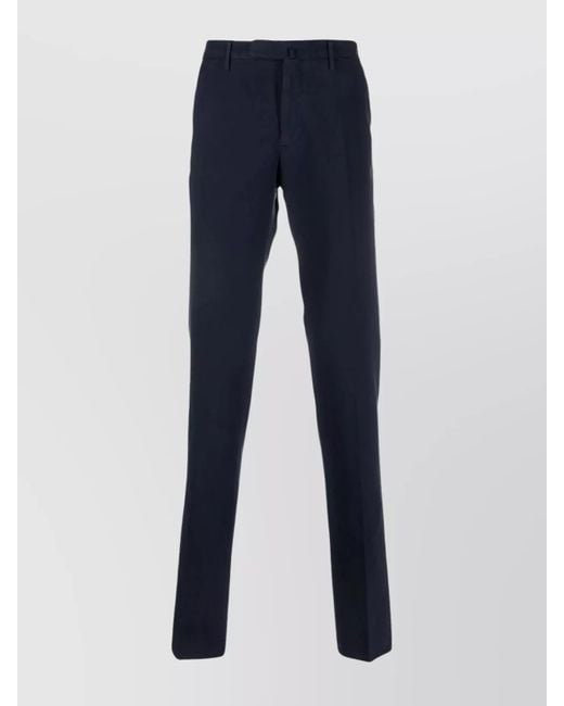 Incotex Blue Trousers With Back Pockets And Belt Loops for men