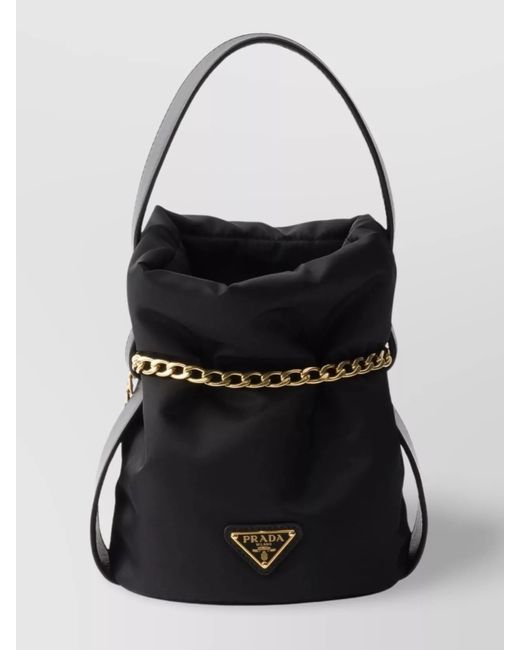 Prada Black Chain Handle Metal Ball Cross-Body Bag