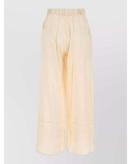LeKasha Natural Silk Wide Leg Pants Elastic Waistband