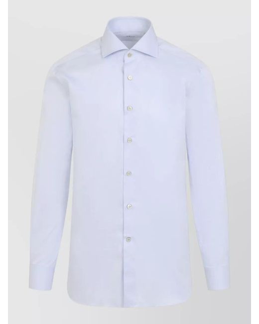 Kiton White Long Sleeve Shirt Button Down Collar for men