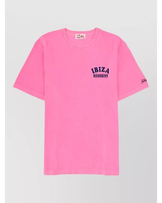 Mc2 Saint Barth Pink Crew Neck T Shirt Graphic Print for men