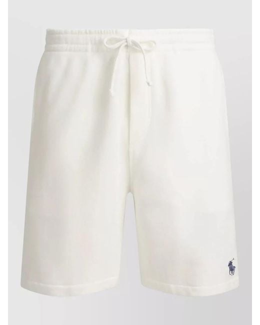 Polo Ralph Lauren White Fleece Shorts Side Pockets Back Pocket for men