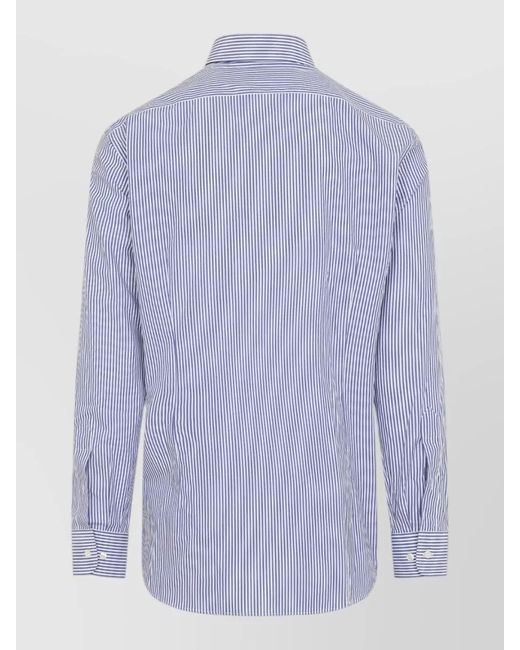 Etro Blue Striped Cotton Button-Down Shirt for men