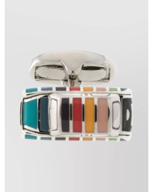 Paul Smith Gray Crystal Rectangular Zinc Cufflinks for men