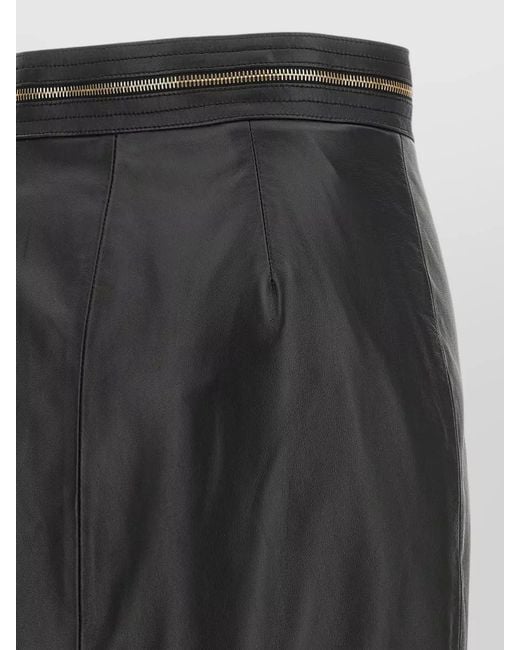 Elisabetta Franchi Black High Waist Leather Skirt Hardware