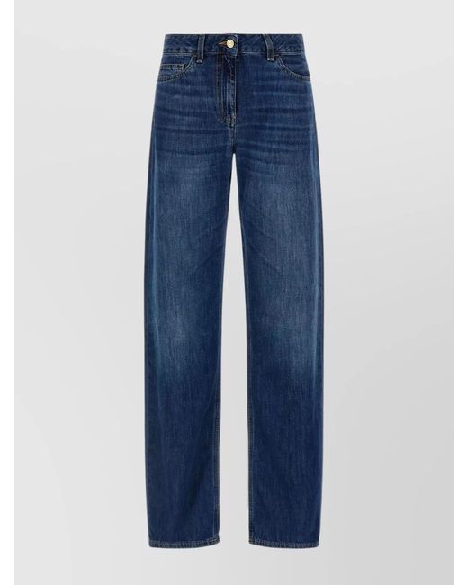 Elisabetta Franchi Blue Denim Straight-Leg Trousers
