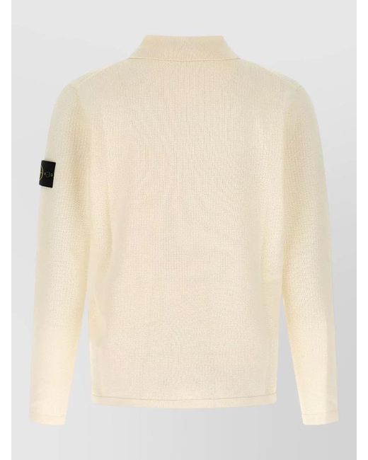 Stone Island Natural Long Sleeve Ribbed Polo Knitwear 5100024 for men