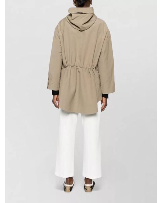 Emporio Armani Natural Hooded Drawstring Waist Parka Coat