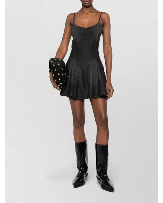 DIESEL Black Denim Paneled Sleeveless Mini Dress