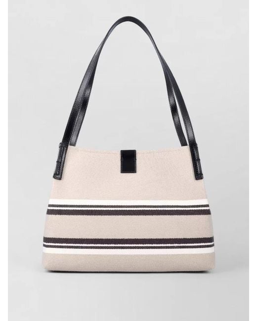 Balmain Natural Release Small Canvas Leather Shopper Bag