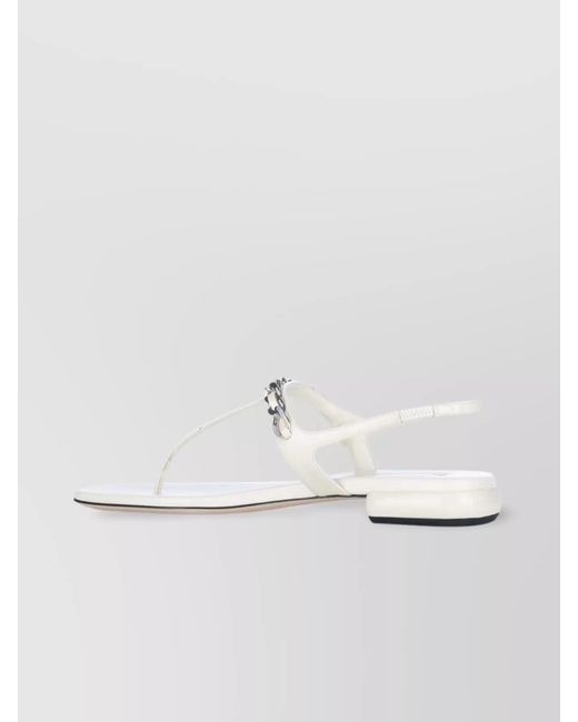 Miu Miu White Pearl Chain Flat Sandals