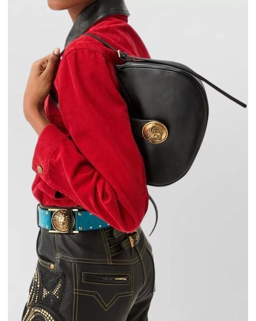 Versace Black Crossbody Bag Nylon Silk Tone Hardware