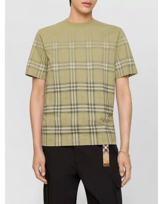 Burberry Green Cotton Gradient Check T-Shirt for men