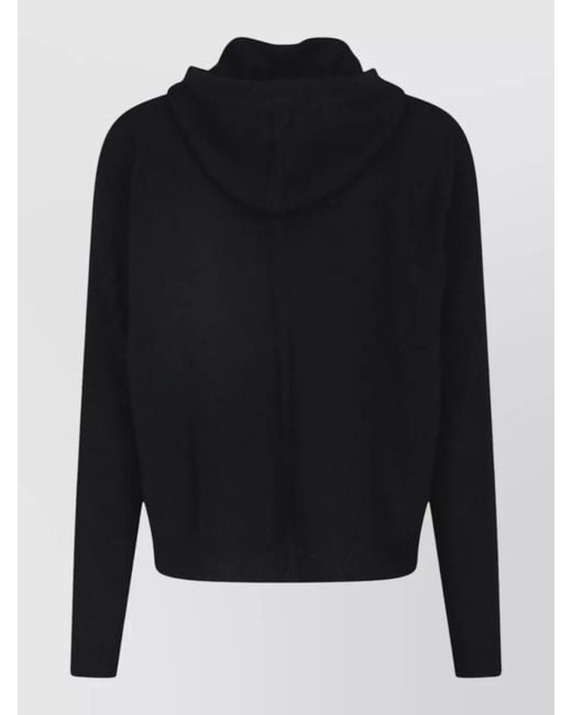 Rick Owens Black Cropped Hooded Jacket Long Sleeves Pockets for men