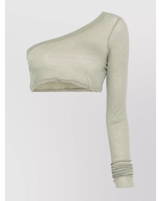 Rick Owens Natural Ziggy One-Shoulder Sheer Stretch Top
