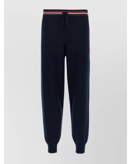 Thom Browne Blue Cashmere Track Pants for men