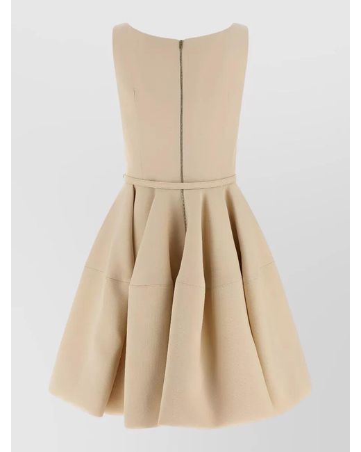 Fendi Natural Silk Wool Knee-Length Dress