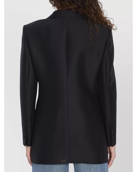 Dolce & Gabbana Blue Silk Virgin Wool Double-Breasted Blazer