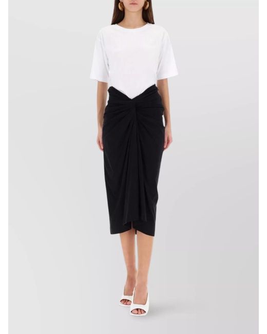 Dries Van Noten Black Cotton Draped Skirt