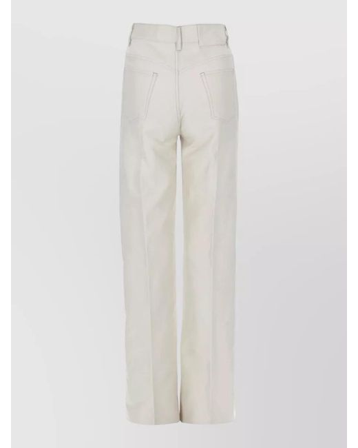 A.P.C. White Straight Leg Pants Belt Loops Pockets