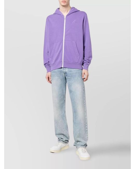 Autry Purple Cotton Logo Hoodie for men