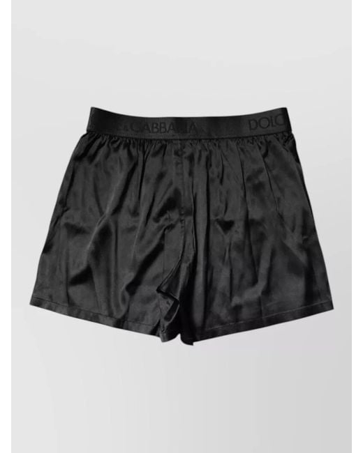 Dolce & Gabbana Black Logo Waist Silk Boxer Shorts Underwear for men