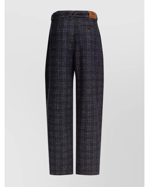 Burberry Blue Checked Cotton Tailored Trousers